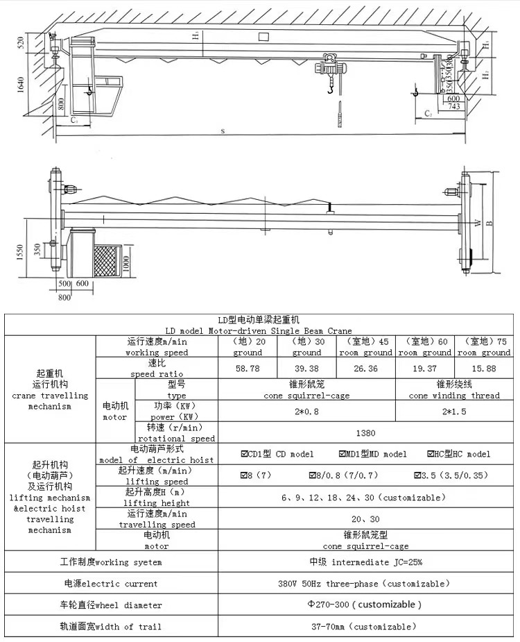 LDA起重機參數(shù)